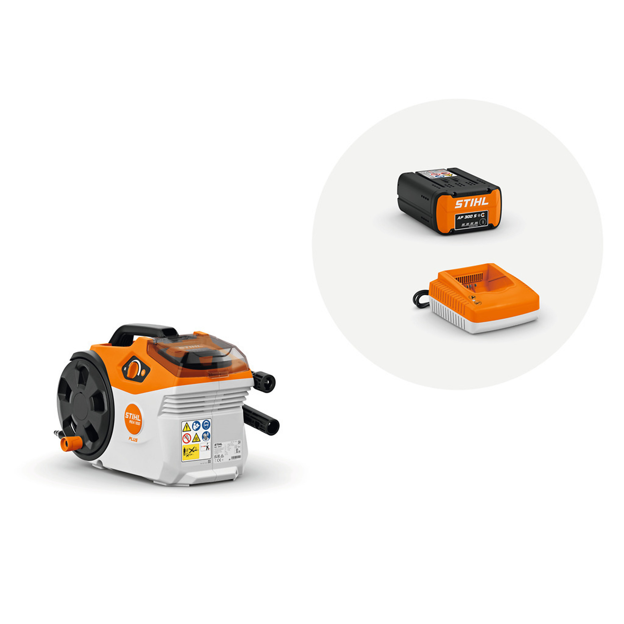 Stihl, AP SERIES PRESSURE WASHER, Pressure 2200 PSI, Flow 1.32 GPM, Volts 36 Model# REA 100 Plus Set
